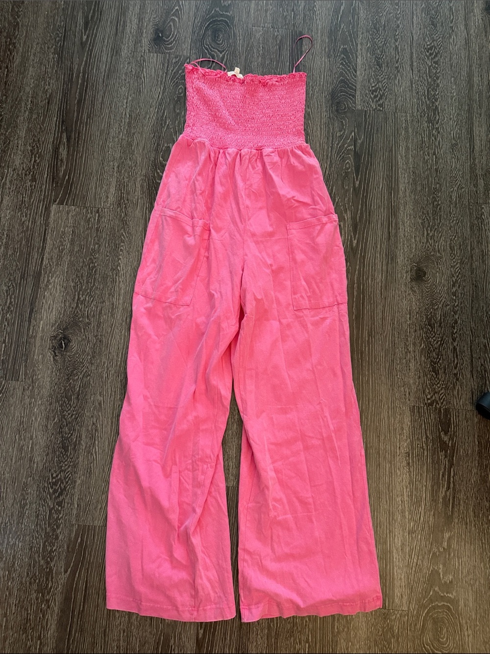 Pink Strapless Wide-Leg Jumpsuit